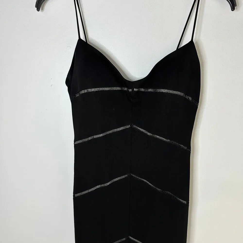 DAVID MEISTER Black Spaghetti Strap Padded Black Dress, Size 4 - Picture 2 of 11